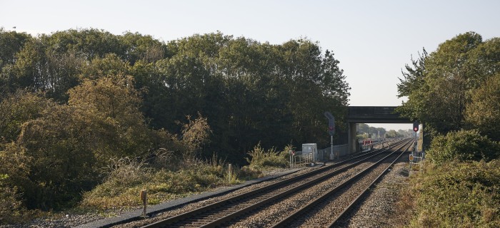 Wide shot of track and signals